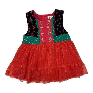 Matilda Jane CAROLING AWAY Top 4 Girls Sparkle Red Tulle Velour Make Believe